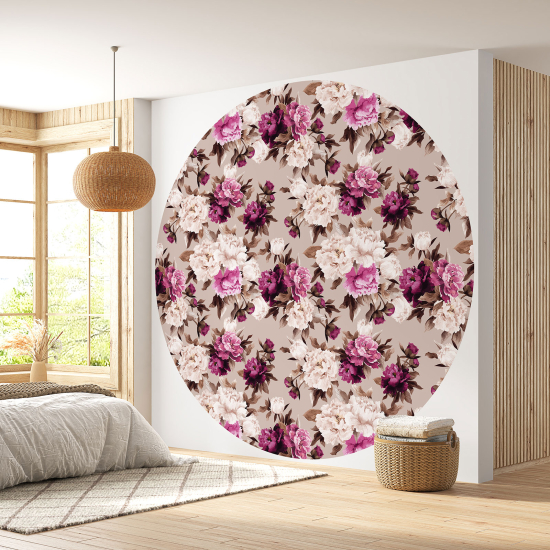 Round / Circle Wall Mural - Wallpaper - Floral pattern