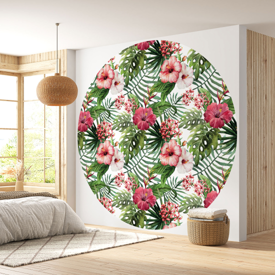 Round / Circle Wall Mural - Wallpaper - Floral pattern