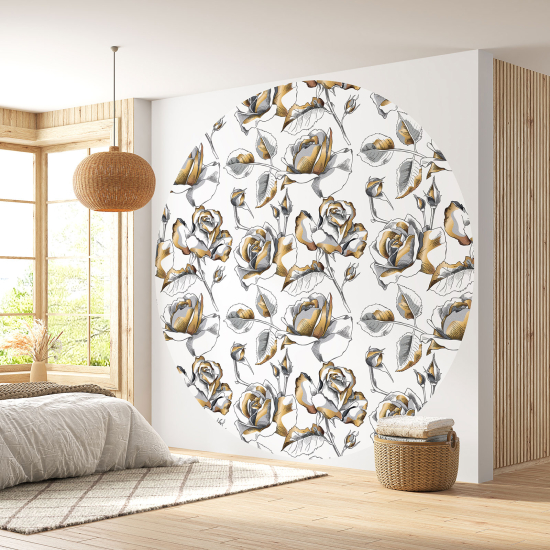 Round / Circle Wall Mural - Wallpaper - Floral pattern