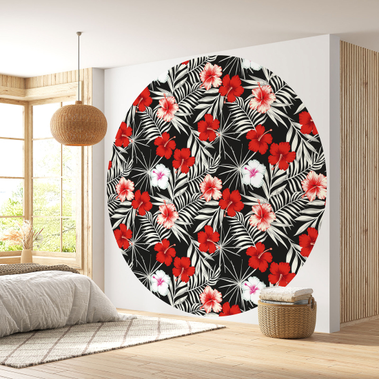 Round / Circle Wall Mural - Wallpaper - Floral Pattern