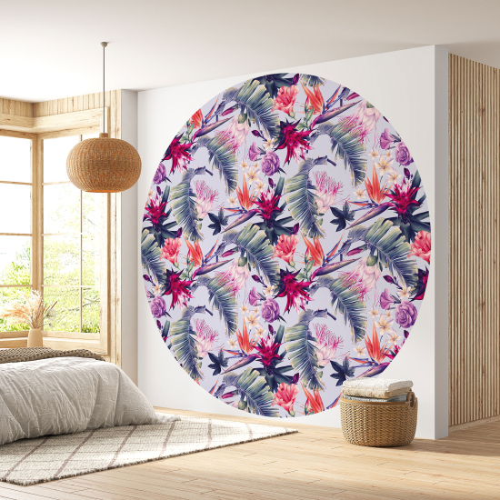 Round / Circle Wall Mural - Wallpaper - Floral pattern