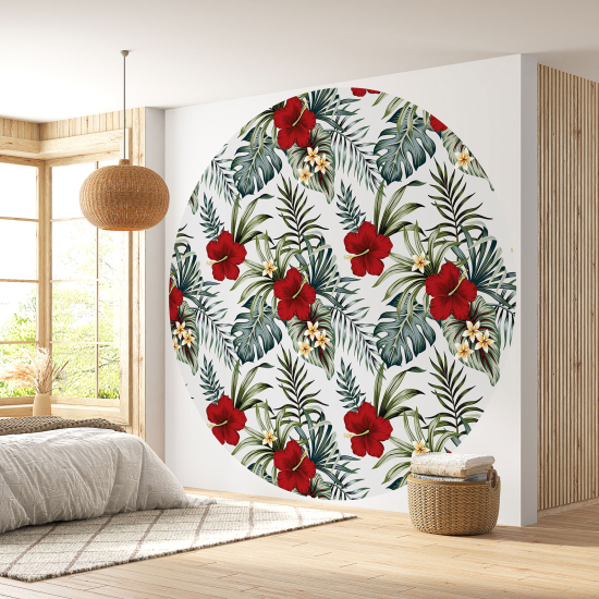 Round / Circle Wall Mural - Wallpaper - Floral pattern