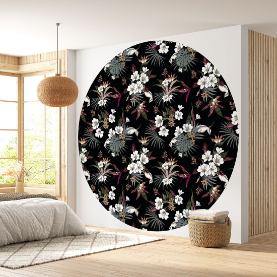 Round / Circle Wall Mural - Wallpaper - Floral pattern