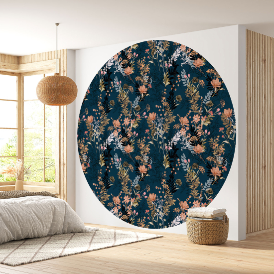 Round / Circle Wall Mural - Wallpaper - Floral pattern