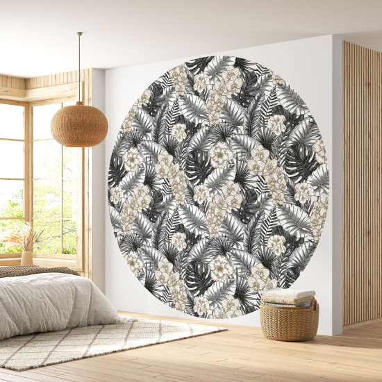 Round / Circle Wall Mural - Wallpaper - Floral pattern