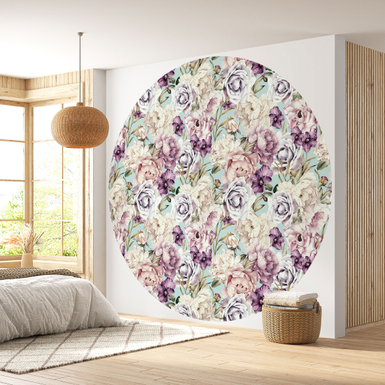 Round / Circle Wall Mural - Wallpaper - Floral pattern