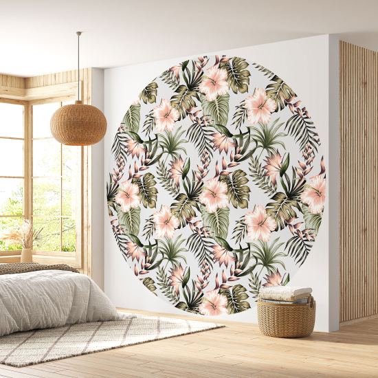 Round / Circle Wall Mural - Wallpaper - Floral pattern