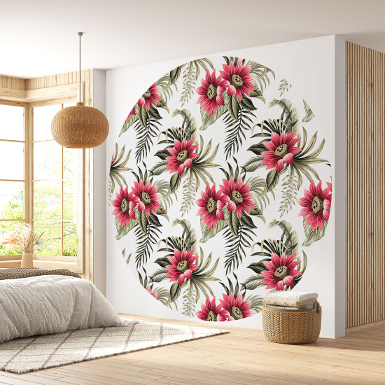 Round / Circle Wall Mural - Wallpaper - Floral pattern