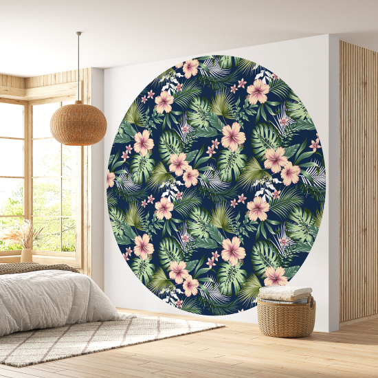 Round / Circle Wall Mural - Wallpaper - Floral pattern