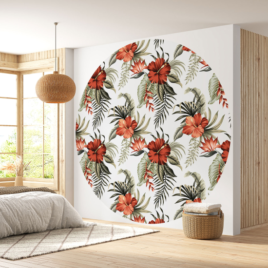 Round / Circle Wall Mural - Wallpaper - Floral pattern