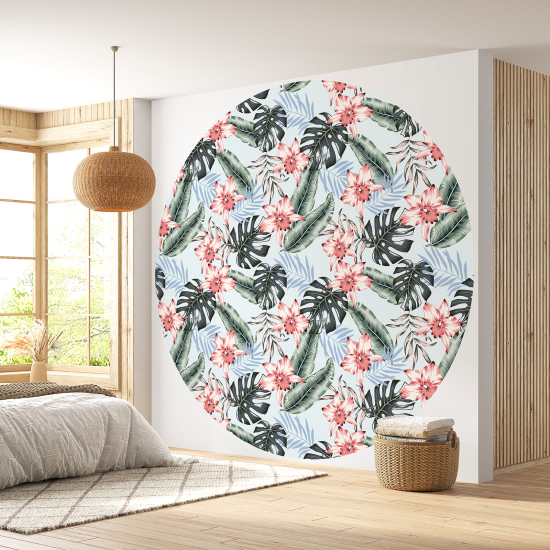 Round / Circle Wall Mural - Wallpaper - Floral pattern