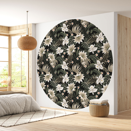 Round / Circle Wall Mural - Wallpaper - Floral pattern