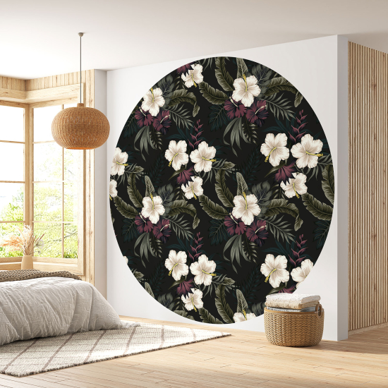 Round / Circle Wall Mural - Wallpaper - Floral pattern