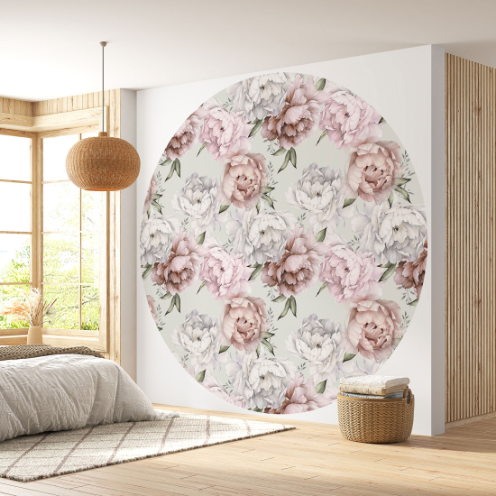 Round / Circle Wall Mural - Wallpaper - Floral pattern