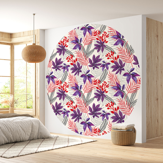 Round / Circle Wall Mural - Wallpaper - Floral pattern