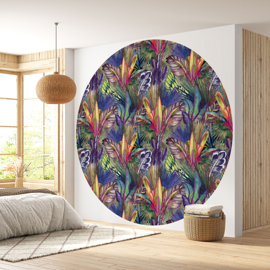 Round / Circle Wall Mural - Wallpaper - Floral pattern