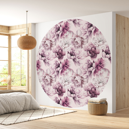 Round / Circle Wall Mural - Wallpaper - Floral pattern