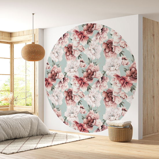 Round / Circle Wall Mural - Wallpaper - Floral pattern