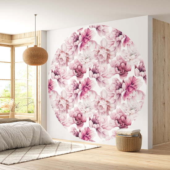 Round / Circle Wall Mural - Wallpaper - Floral pattern