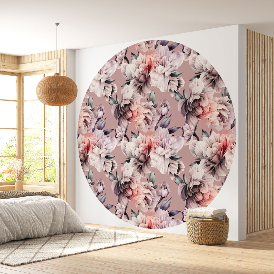 Round / Circle Wall Mural - Wallpaper - Floral pattern