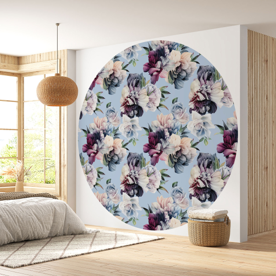 Round / Circle Wall Mural - Wallpaper - Floral pattern