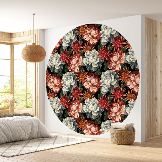 Round / Circle Wall Mural - Wallpaper - Floral pattern