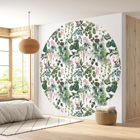 Round / Circle Wall Mural - Wallpaper - Floral pattern