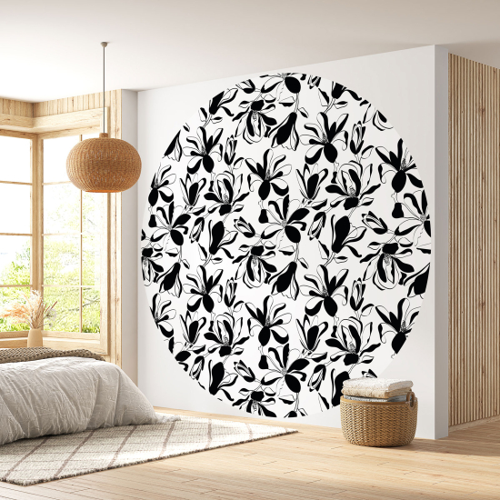 Round / Circle Wall Mural - Wallpaper - Floral pattern