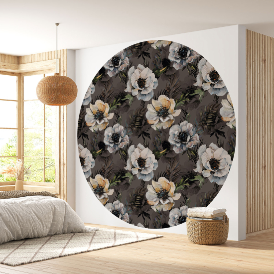 Round / Circle Wall Mural - Wallpaper - Floral pattern