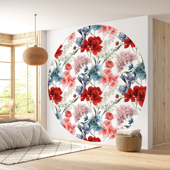 Round / Circle Wall Mural - Wallpaper - Floral pattern