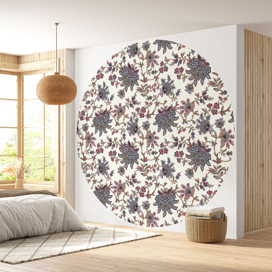 Round / Circle Wall Mural - Wallpaper - Floral pattern