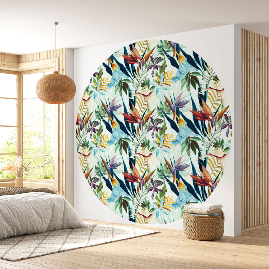 Round / Circle Wall Mural - Wallpaper - Floral pattern