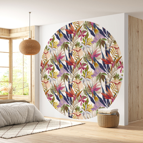 Round / Circle Wall Mural - Wallpaper - Floral pattern