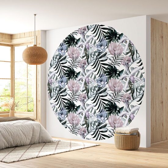 Round / Circle Wall Mural - Wallpaper - Floral pattern