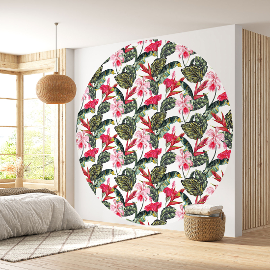 Round / Circle Wall Mural - Wallpaper - Floral pattern