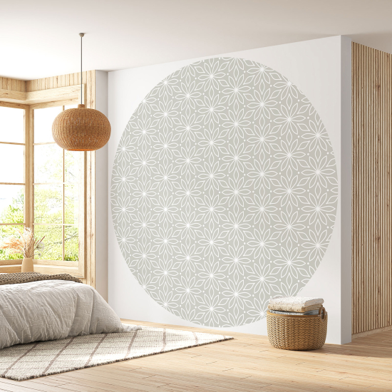 Round / Circle Wall Mural - Wallpaper - Floral Pattern