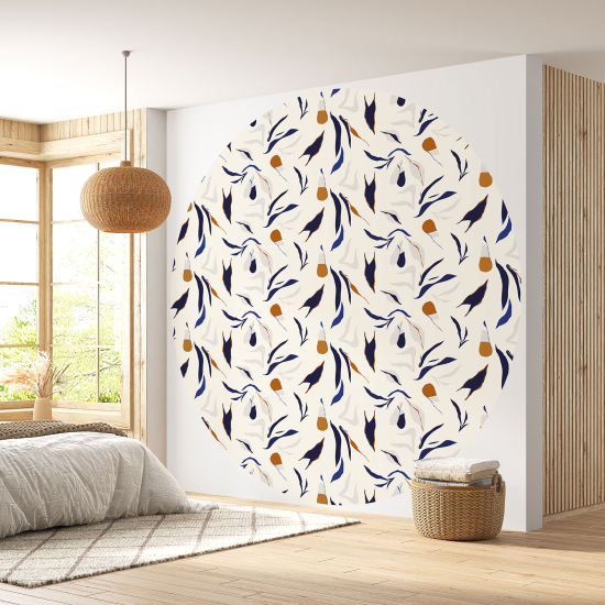 Round / Circle Wall Mural - Wallpaper - Floral pattern