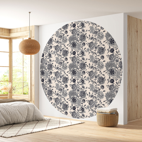 Round / Circle Wall Mural - Wallpaper - Floral pattern