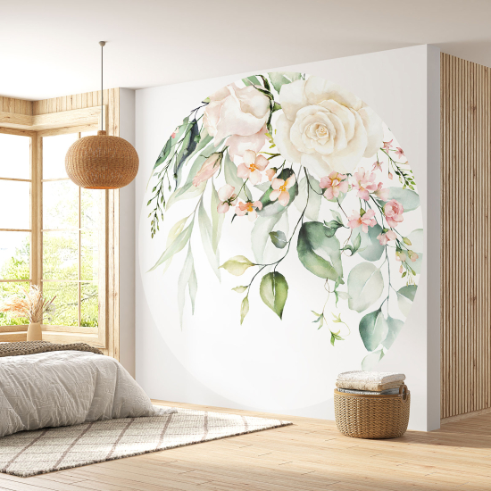 Round / Circle Wall Mural - Wallpaper - Floral pattern