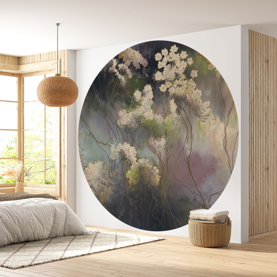 Round / Circle Wall Mural - Wallpaper - Floral pattern