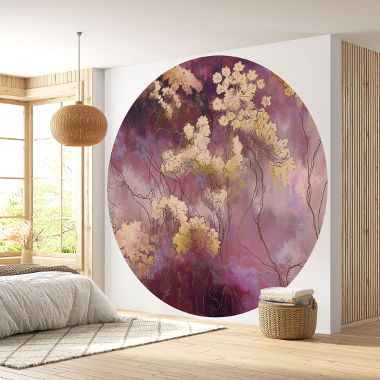 Round / Circle Wall Mural - Wallpaper - Floral pattern