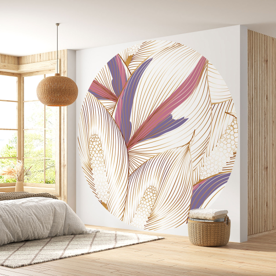 Round / Circle Wall Mural - Wallpaper - Floral pattern