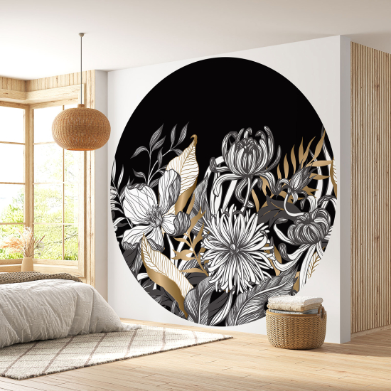 Round / Circle Wall Mural - Wallpaper - Floral pattern