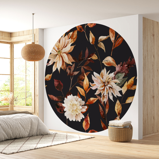 Round / Circle Wall Mural - Wallpaper - Floral pattern