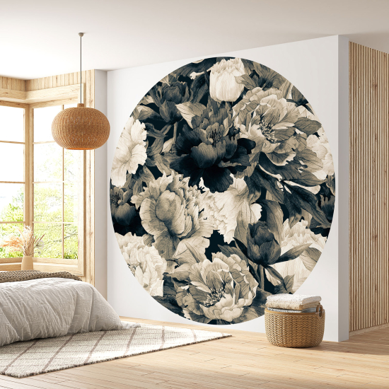 Round / Circle Wall Mural - Wallpaper - Floral pattern