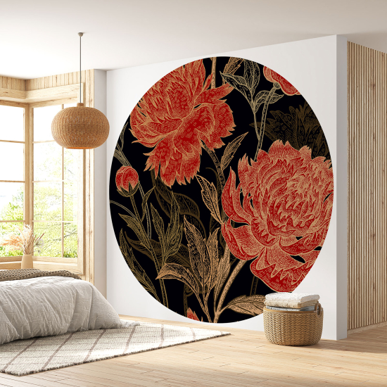 Round / Circle Wall Mural - Wallpaper - Floral pattern