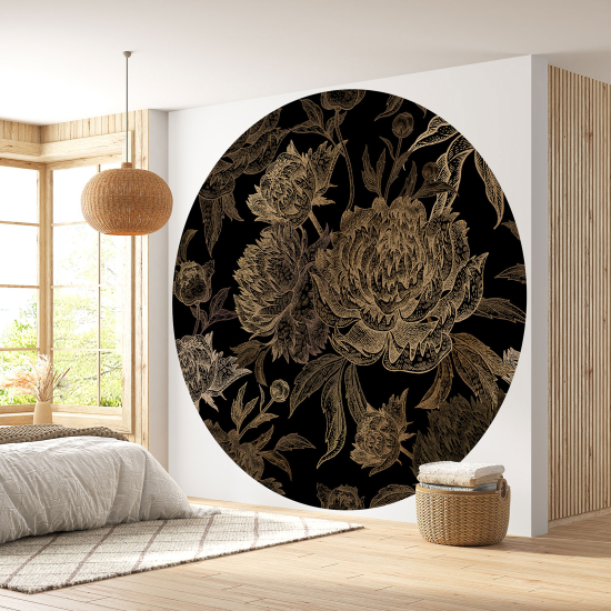 Round / Circle Wall Mural - Wallpaper - Floral pattern