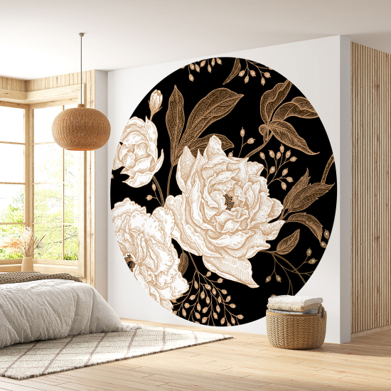 Round / Circle Wall Mural - Wallpaper - Floral pattern