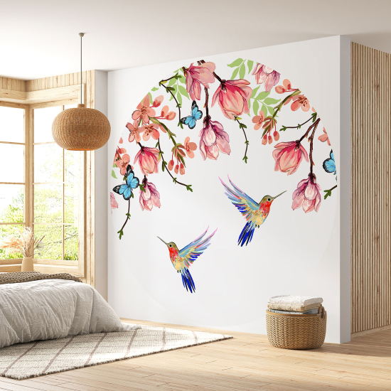 Round / Circle Wall Mural - Wallpaper - Floral pattern