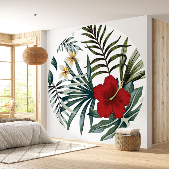 Round / Circle Wall Mural - Wallpaper - Floral pattern